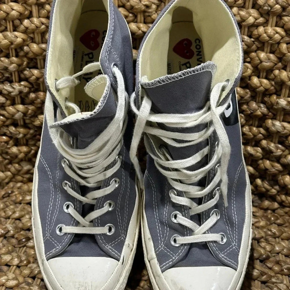 Comme des Garcons Play x Converse Chuck 70 High Top Sneakers Size 11 Grey - Picture 2 of 8